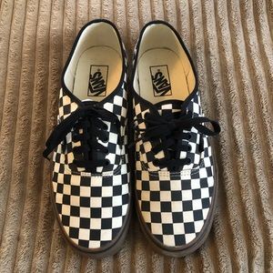 Men’s checkered vans with brown gum sole
